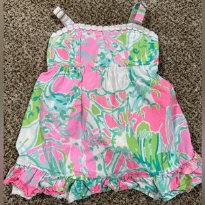 Lilly Pulitzer Pink, Green & White Floral Strap Dress